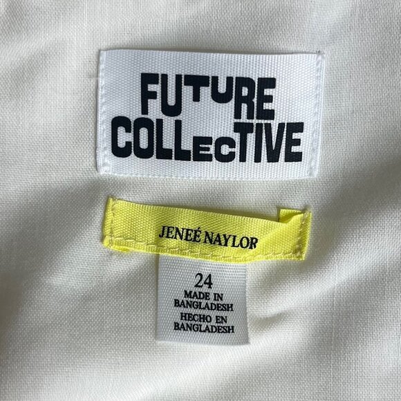 Future Collective Dress Linen Blend Cream Size 24 - Picture 8 of 13
